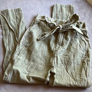 Express Olive Green Paperbag Waist Trousers